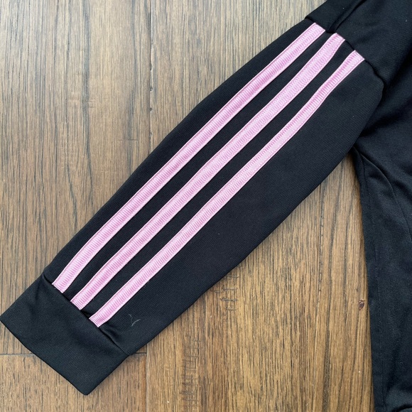 Adidas Girls Size 5 Black & Pink Full Zip Track Jacket - Picture 4 of 5